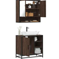 vidaXL Ensemble de meubles de salle de bain 2 pcs Chêne marron
