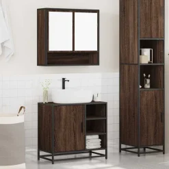 vidaXL Ensemble de meubles de salle de bain 2 pcs Chêne marron