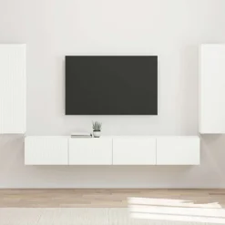 Meubles Tv-vidaXL Ensemble de meuble TV mural 4 pcs Bois d'ingénierie Blanc