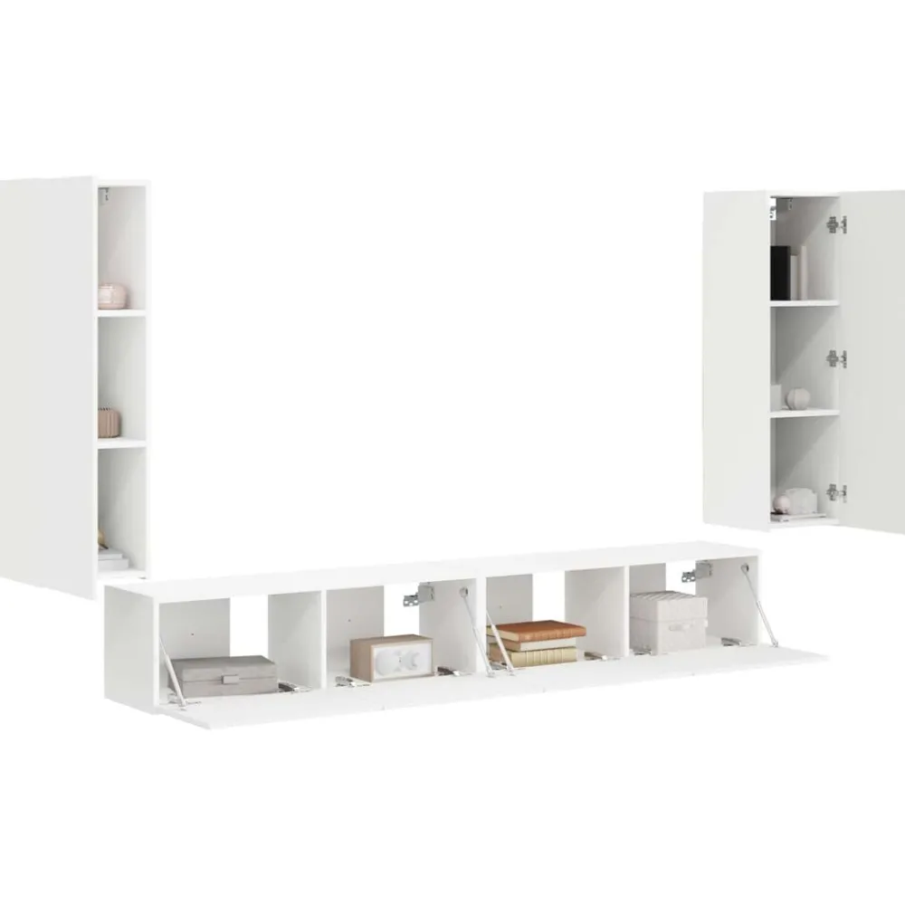 Meubles Tv-vidaXL Ensemble de meuble TV mural 4 pcs Bois d'ingénierie Blanc