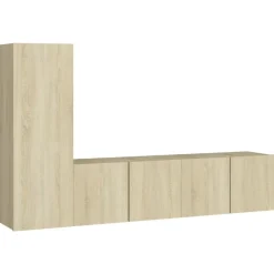 Meubles Tv-vidaXL Ensemble de meubles TV 3 pcs Chêne sonoma Bois d'ingénierie Ch&ecirc;ne sonoma