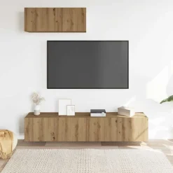 Meubles Tv-vidaXL Ensemble de meuble TV mural 3 pcs chêne artisanal ch&ecirc;ne artisanal