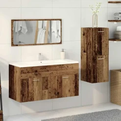 Ensembles De Meubles-vidaXL Ensemble de meubles salle de bain 3 pcs bois d'ingénierie Bois ancien