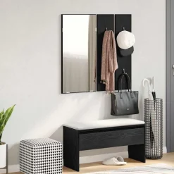 Bancs-vidaXL Ensemble de meubles d'entrée 4 pcs Chêne noir Bois d'ingénierie Ch&ecirc;ne noir