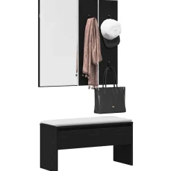 Bancs-vidaXL Ensemble de meubles d'entrée 4 pcs Chêne noir Bois d'ingénierie Ch&ecirc;ne noir