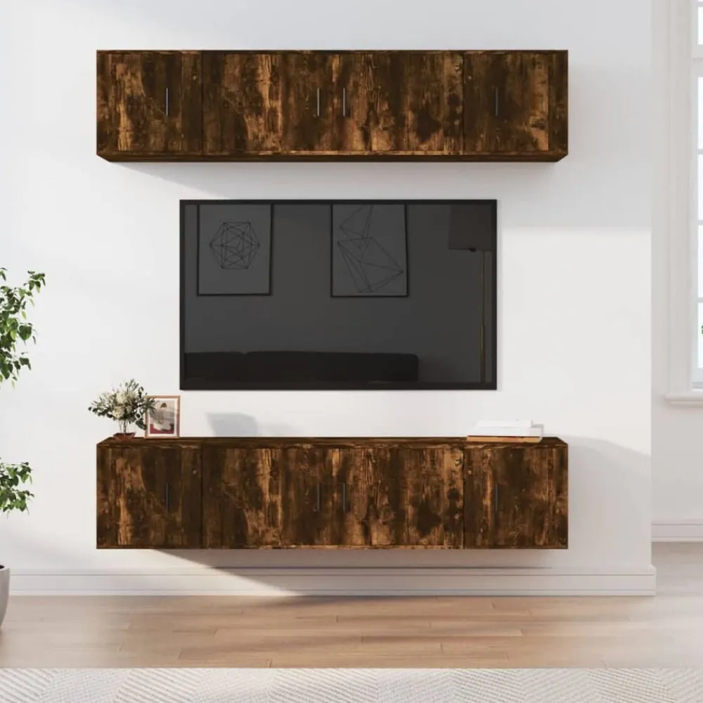 vidaXL Ensemble de meubles TV 6 pcs Chêne fumé Bois d'ingénierie