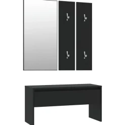 Bancs-vidaXL Ensemble de meubles de couloir bois d'ingénierie Noir