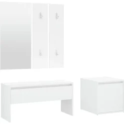 Bancs-vidaXL Ensemble de meubles de couloir Bois d'ingénierie Blanc