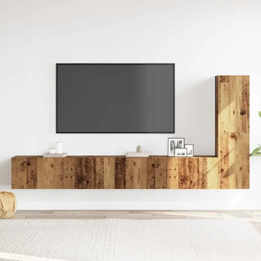 Meubles Tv-vidaXL Ensemble de meuble TV mural 3 pcs vieux bois bois d'ingénierie Bois ancien