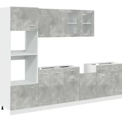 Armoires & Meubles De Rangement-vidaXL Ensemble de meubles de cuisine 7 pièces Lyon en bois d'ingénierie gris béton