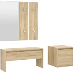 Bancs-vidaXL Ensemble de meubles de couloir Chêne sonoma Bois d'ingénierie Ch&ecirc;ne sonoma