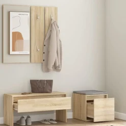 Bancs-vidaXL Ensemble de meubles de couloir Chêne sonoma Bois d'ingénierie Ch&ecirc;ne sonoma