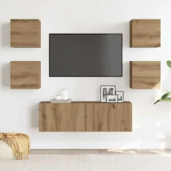 Meubles Tv-vidaXL Ensemble de meuble TV mural 5 pcs chêne artisanal ch&ecirc;ne artisanal