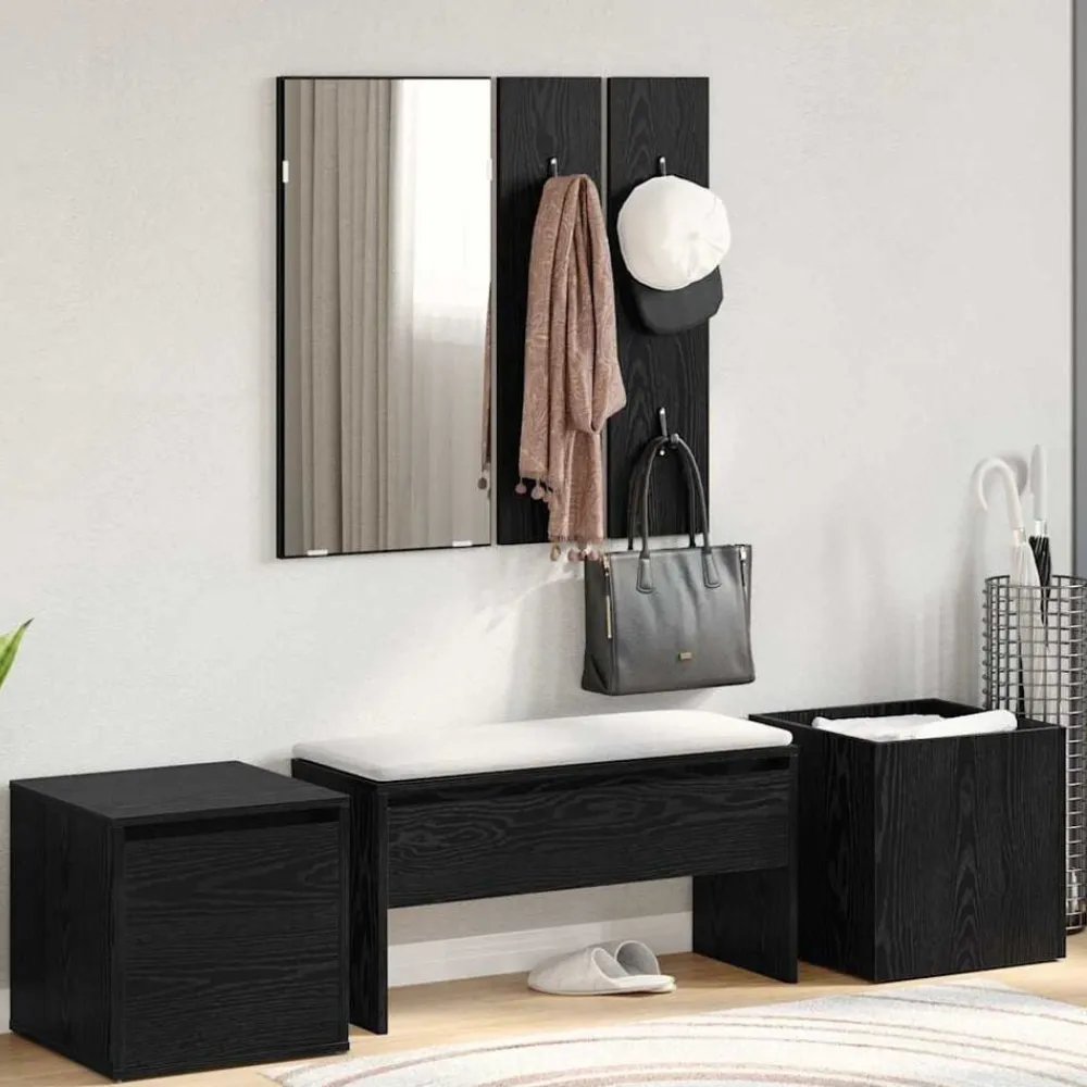 Bancs-vidaXL Ensemble de meubles d'entrée 6 pcs Bois d'ingénierie Chêne noir