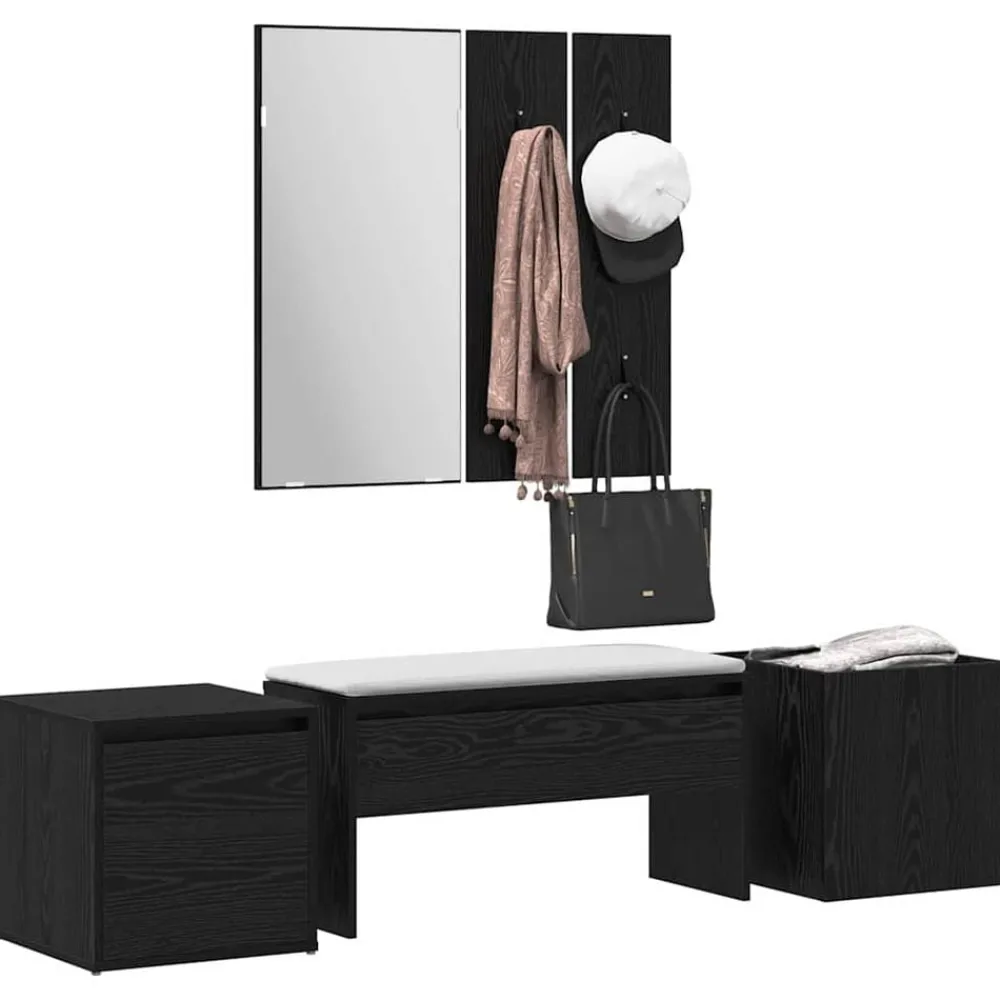 Bancs-vidaXL Ensemble de meubles d'entrée 6 pcs Bois d'ingénierie Chêne noir
