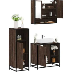 vidaXL Ensemble de meubles de salle de bain 3 pcs Chêne marron