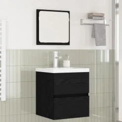 vidaXL Ensemble de mobilier de salle de bain 2 pcs Chêne noir et Blanc