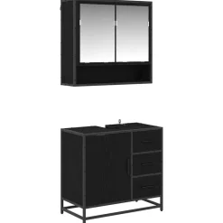 Ensembles De Meubles-vidaXL Ensemble de mobilier de salle de bain 2 pcs Chêne noir Ch&ecirc;ne noir