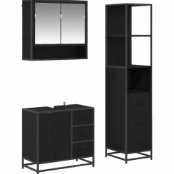 Ensembles De Meubles-vidaXL Ensemble de mobilier de salle de bain 3 pcs Chêne noir Ch&ecirc;ne noir