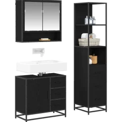 Ensembles De Meubles-vidaXL Ensemble de mobilier de salle de bain 3 pcs Chêne noir Ch&ecirc;ne noir