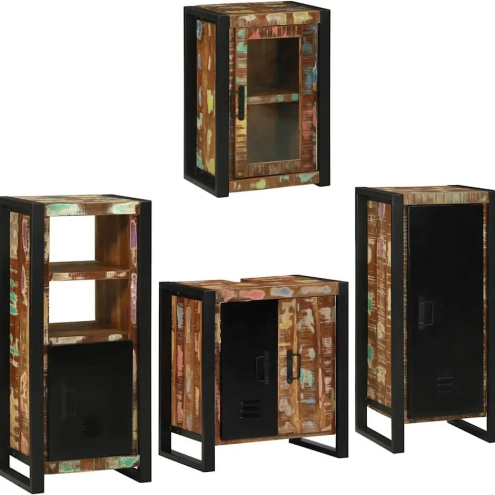 Ensembles De Meubles-vidaXL Ensemble de mobilier de salle de bain 4 pcs Bois massif recyclé