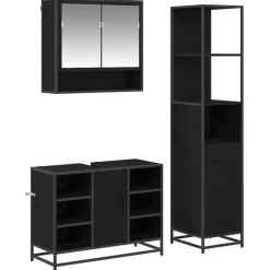 Ensembles De Meubles-vidaXL Ensemble de mobilier de salle de bain 3 pcs Chêne noir Ch&ecirc;ne noir
