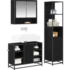 Ensembles De Meubles-vidaXL Ensemble de mobilier de salle de bain 3 pcs Chêne noir Ch&ecirc;ne noir