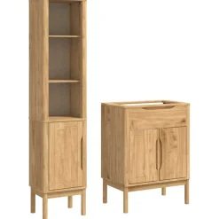 Ensembles De Meubles-vidaXL Ensemble de mobilier de salle de bain FLORO 2 pcs Cire marron