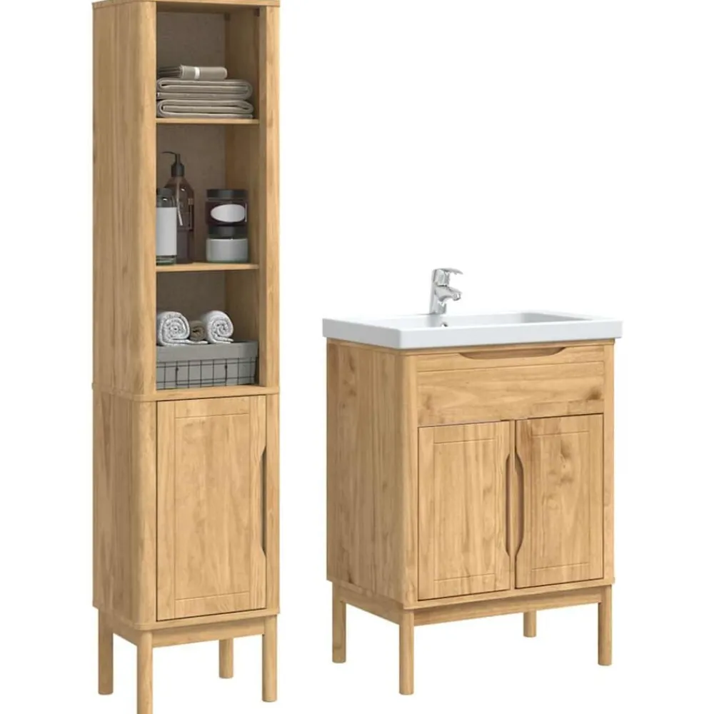 Ensembles De Meubles-vidaXL Ensemble de mobilier de salle de bain FLORO 2 pcs Cire marron