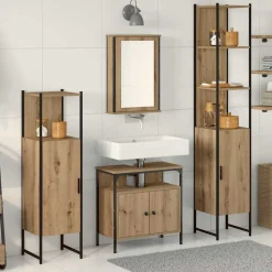 vidaXL Ensemble de mobilier de salle de bain 4 pcs chêne artisanal