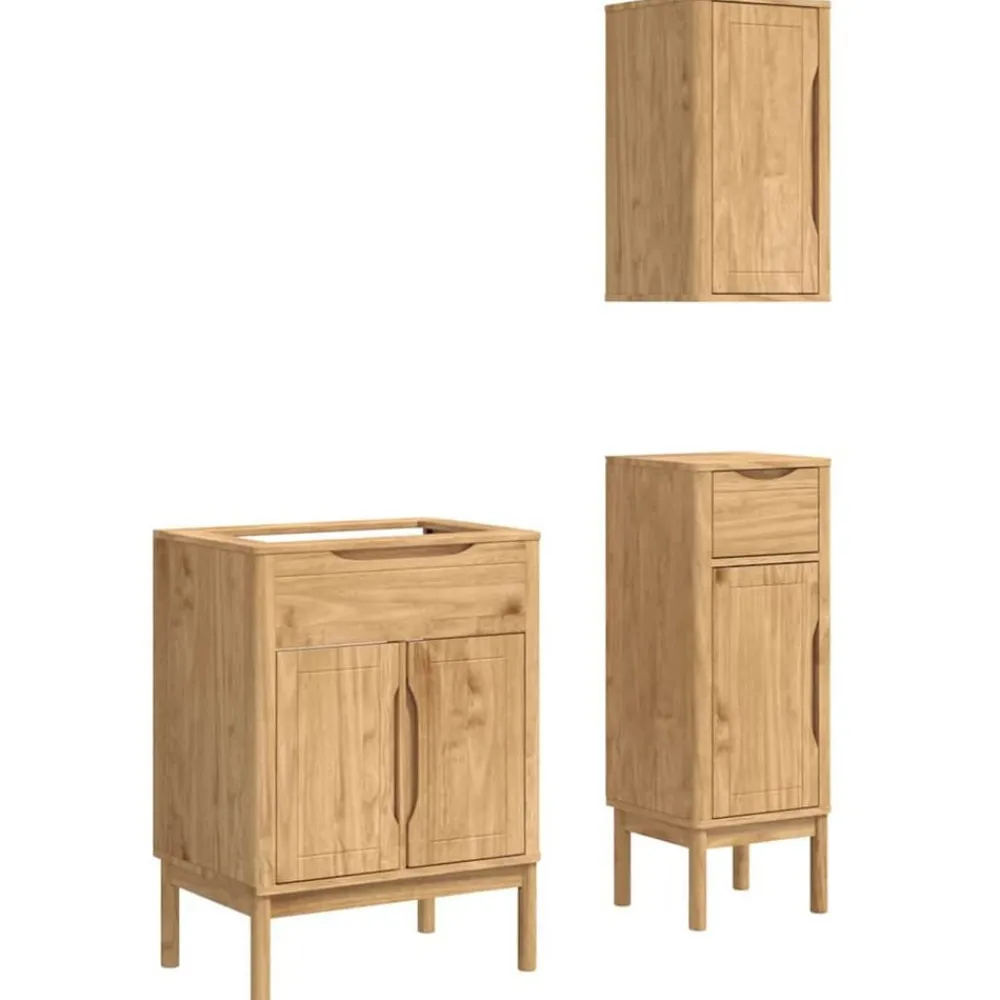 Ensembles De Meubles-vidaXL Ensemble de mobilier de salle de bain FLORO 3 pcs Cire marron
