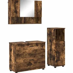 Ensembles De Meubles-vidaXL Ensemble de mobilier de salle de bain 3 pcs Chêne fumé Ch&ecirc;ne fumé
