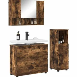Ensembles De Meubles-vidaXL Ensemble de mobilier de salle de bain 3 pcs Chêne fumé Ch&ecirc;ne fumé