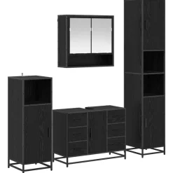 vidaXL Ensemble de mobilier de salle de bain 4 pcs Chêne noir