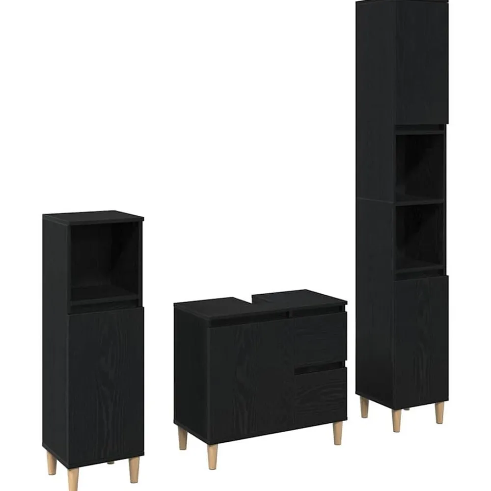 vidaXL Ensemble de mobilier de salle de bain 3 pcs Chêne noir