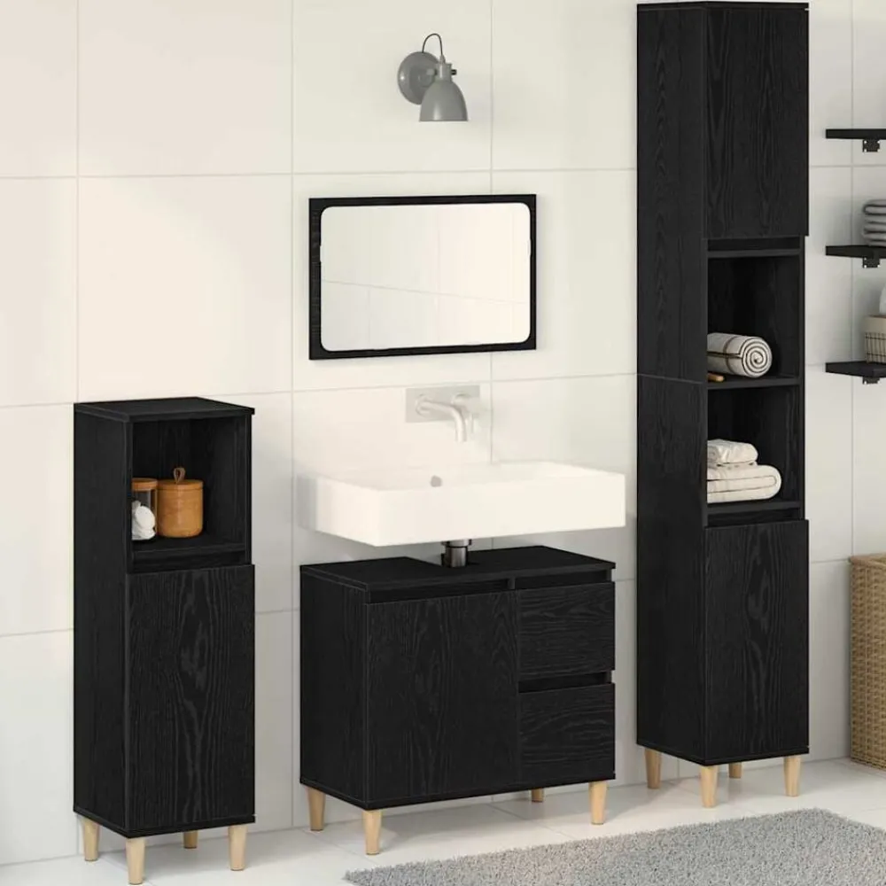 vidaXL Ensemble de mobilier de salle de bain 3 pcs Chêne noir
