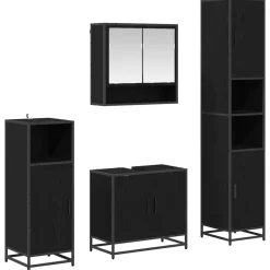 Ensembles De Meubles-vidaXL Ensemble de mobilier de salle de bain 4 pcs Chêne noir Ch&ecirc;ne noir