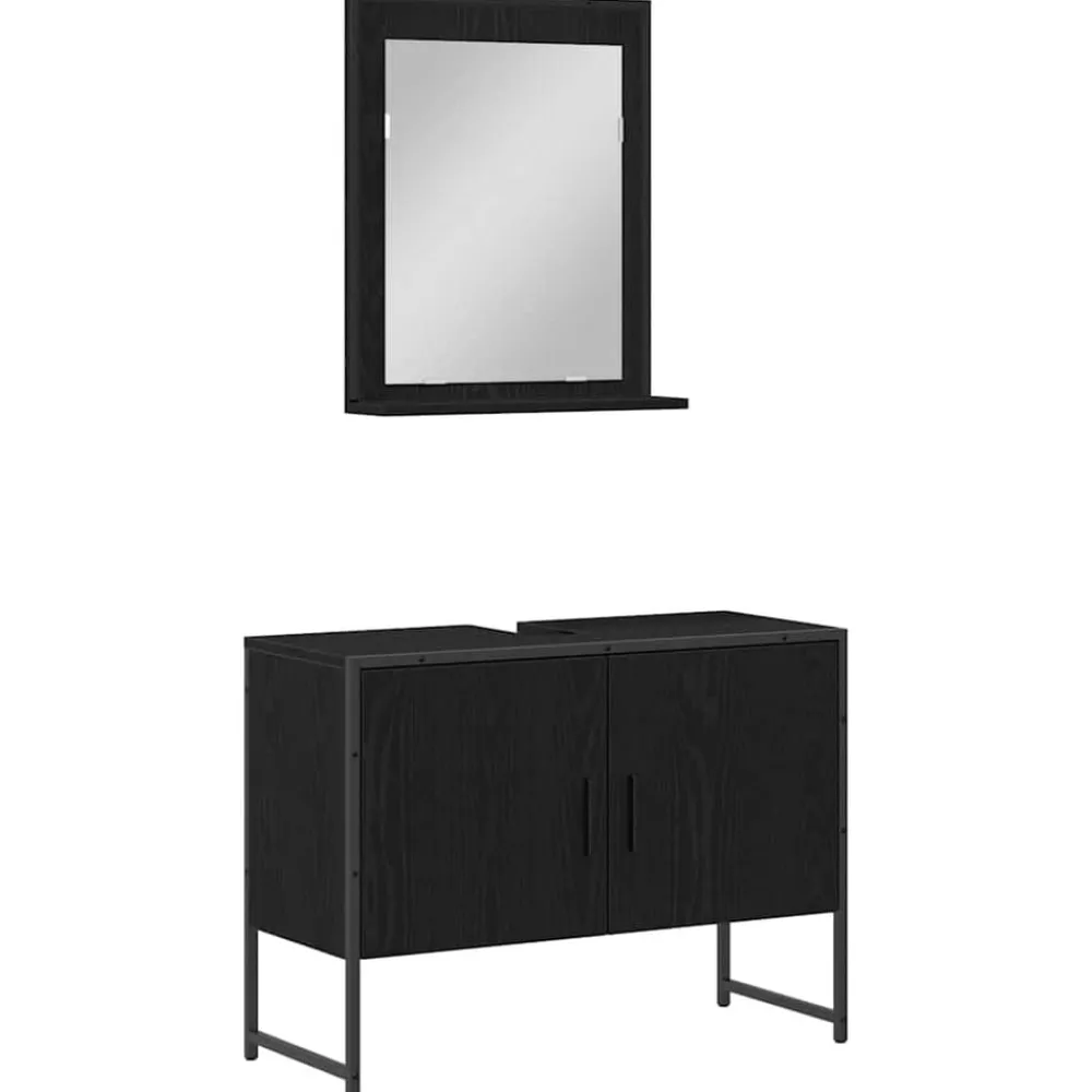 vidaXL Ensemble de mobilier de salle de bain Montage mural 2 pcs Noir