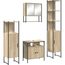 Ensembles De Meubles-vidaXL Ensemble de mobilier de salle de bain 4 pcs Chêne Sonoma Ch&ecirc;ne sonoma
