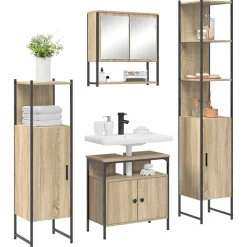 Ensembles De Meubles-vidaXL Ensemble de mobilier de salle de bain 4 pcs Chêne Sonoma Ch&ecirc;ne sonoma
