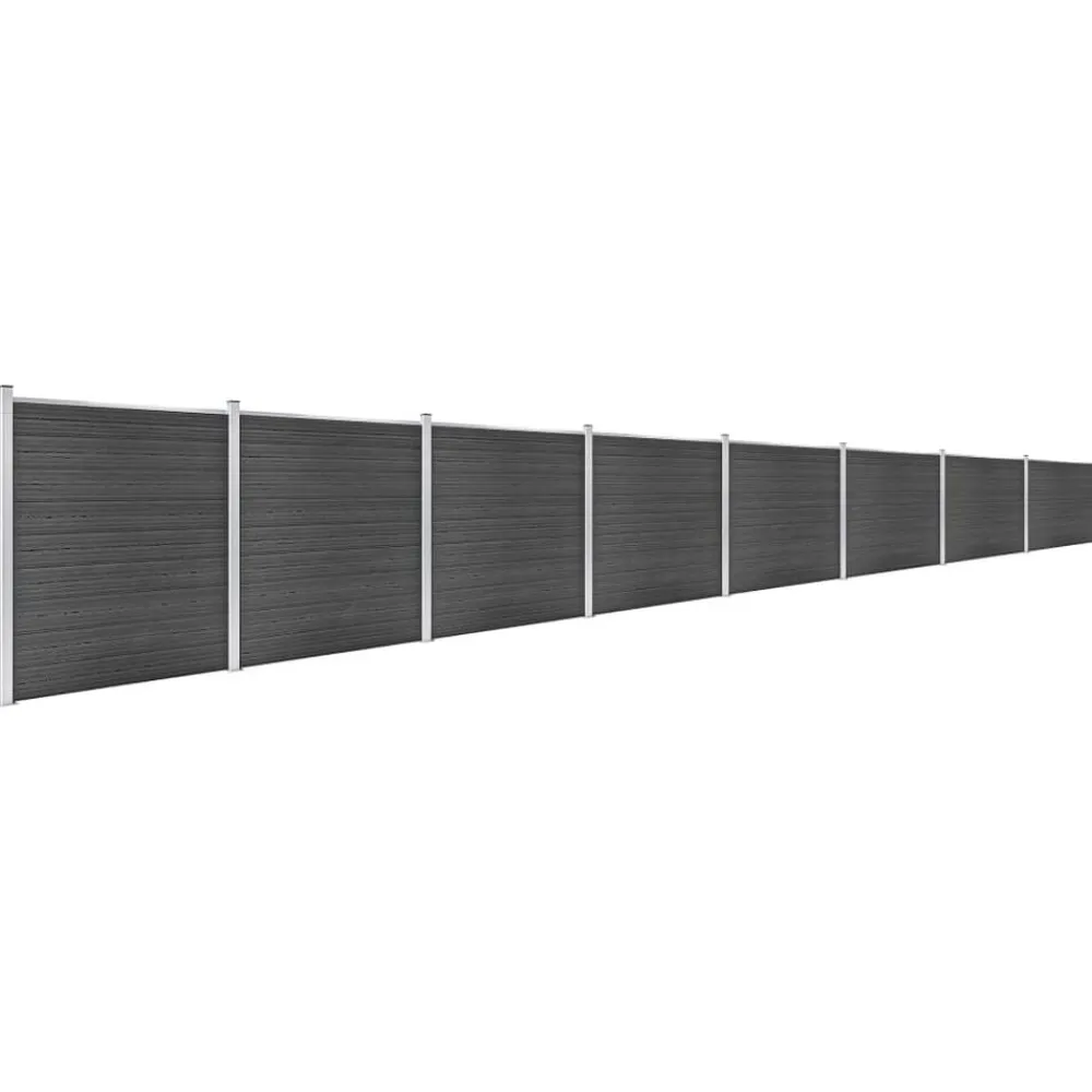 Clôtures & Barrières-vidaXL Ensemble de panneau de clôture WPC 1391x186 cm Noir
