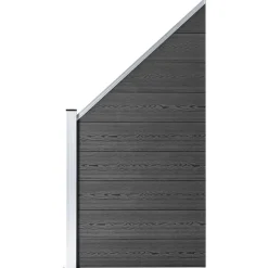 Clôtures & Barrières-vidaXL Ensemble de panneau de clôture WPC 619x(105-186) cm Noir