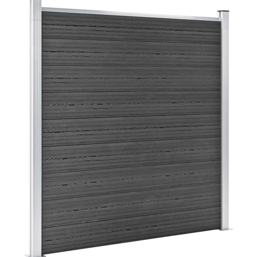 Clôtures & Barrières-vidaXL Ensemble de panneau de clôture WPC 619x(105-186) cm Noir