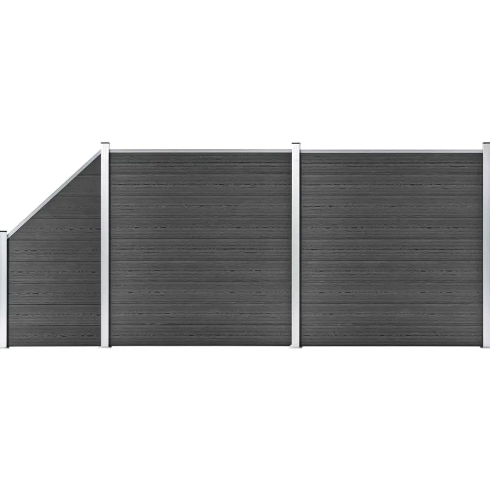 Clôtures & Barrières-vidaXL Ensemble de panneau de clôture WPC 446x(105-186) cm Noir