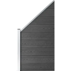 Clôtures & Barrières-vidaXL Ensemble de panneau de clôture WPC 446x(105-186) cm Noir