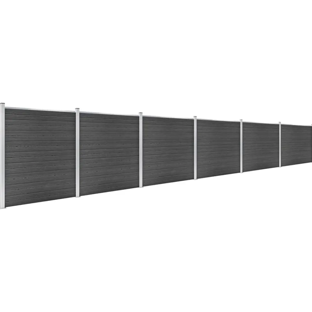 Clôtures & Barrières-vidaXL Ensemble de panneau de clôture WPC 1045x186 cm Noir
