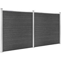Clôtures & Barrières-vidaXL Ensemble de panneau de clôture WPC 353x186 cm Noir