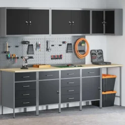 vidaXL Ensemble de placards de travail avec tiroir 12 pcs et gris