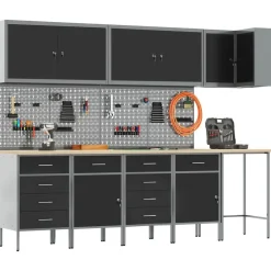 vidaXL Ensemble de placards de travail avec tiroir 12 pcs et gris