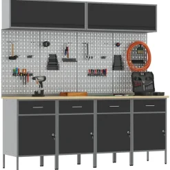 Accessoires De Quincaillerie-vidaXL Ensemble de placards de travail avec tiroir 10 pcs Noir